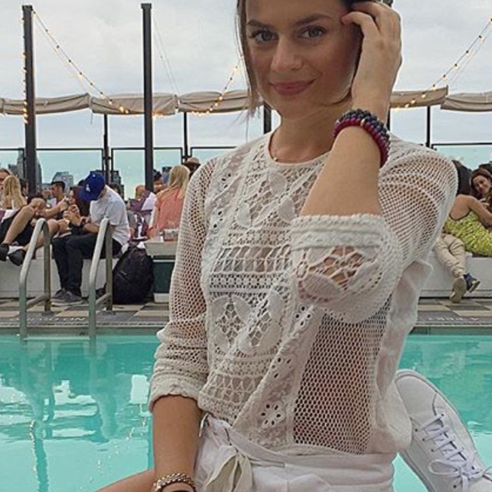 White Crochet Mesh Long-Sleeve Women’s Top